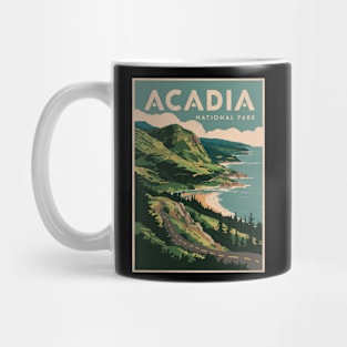 Acadia National Park Retro Travel Poster Mug